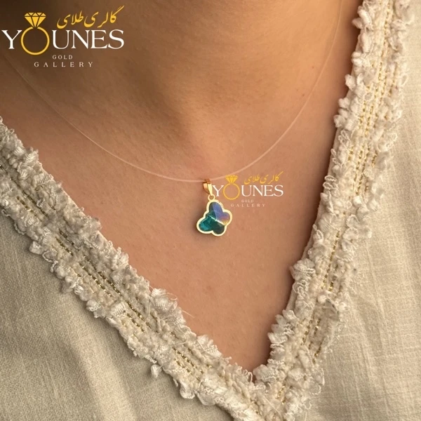 آویز طلا سواروسکی پروانه ای سبز اقیانوسی هفت رنگ